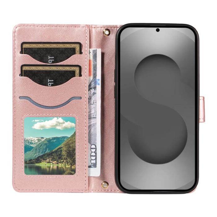 OEM - Rhombus Samsung Galaxy S26 Ultra Fodral Äkta Läder - Roséguld