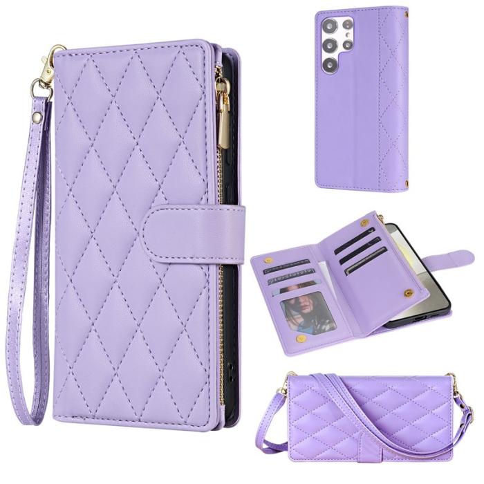 OEM - Rhombus Samsung Galaxy S26 Ultra Fodral Äkta Läder - Ljuslila