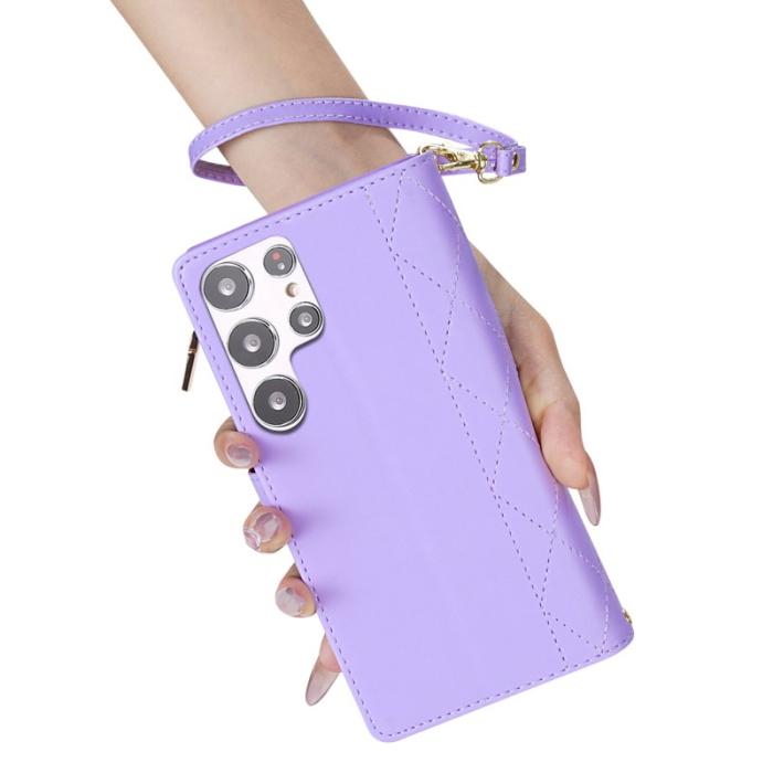 OEM - Rhombus Samsung Galaxy S26 Ultra Fodral Äkta Läder - Ljuslila