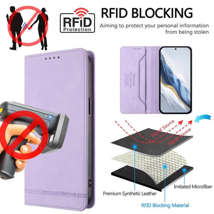 OEM - RINACASIS Samsung Galaxy A37 Plånboksfodral Konstläder RFID Skydd - Lila