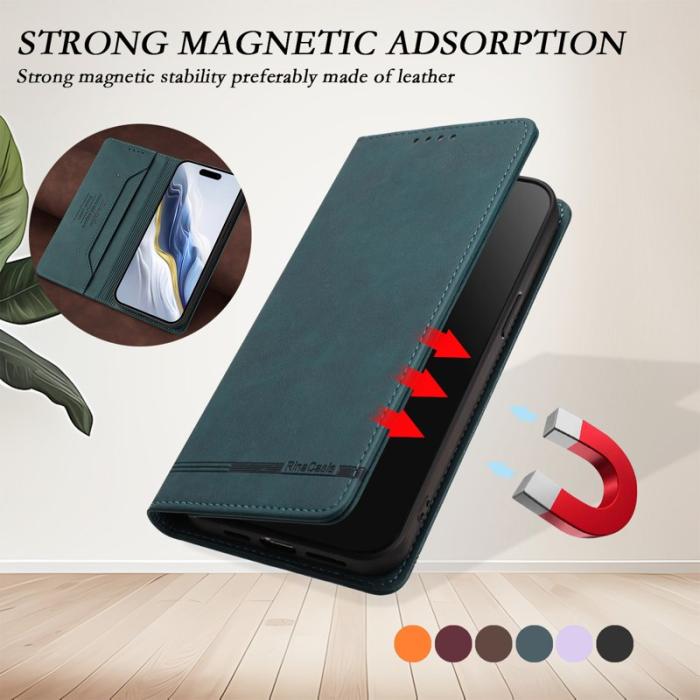 OEM - RINACASIS Samsung Galaxy A55 5G Plånboksfodral Konstläder RFID Skydd - Grön