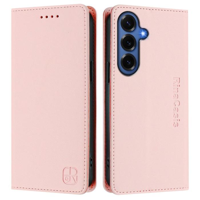 OEM - RINACASIS Samsung Galaxy S26+ Plånboksfodral Konstläder RFID Skydd - Rosa