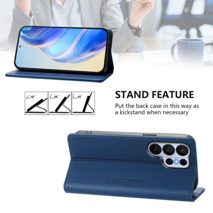 OEM - RINACASIS Samsung Galaxy S26 Ultra Fodral Äkta Läder RFID Skydd - Mörkblå