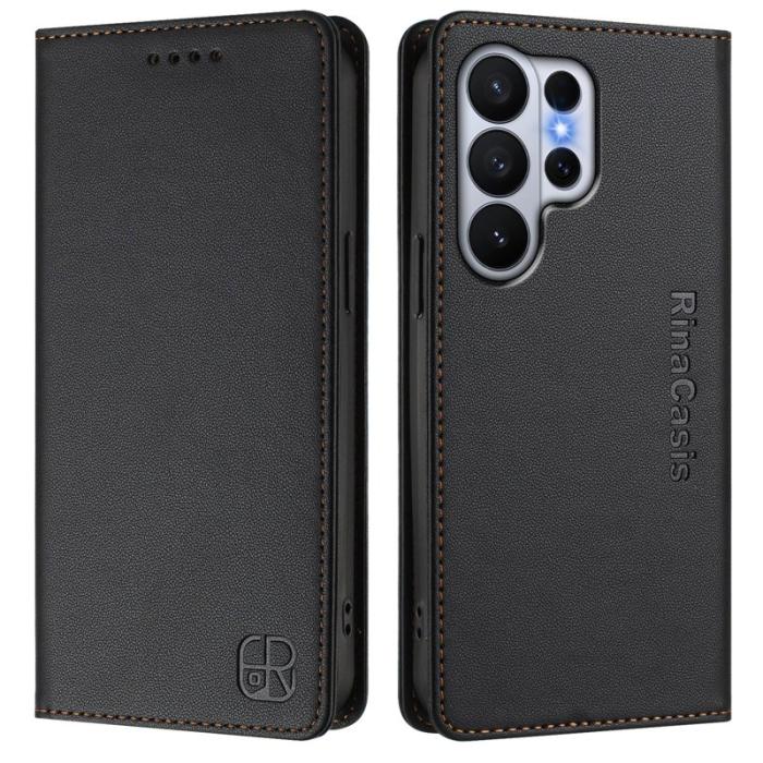 OEM - RINACASIS Samsung Galaxy S26 Ultra Fodral Äkta Läder RFID Skydd - Svart