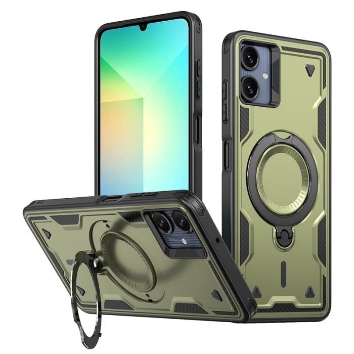 N/A - Samsung Galaxy A06 4G Skal Plast Militärskydd Kickstand - Olivgrön