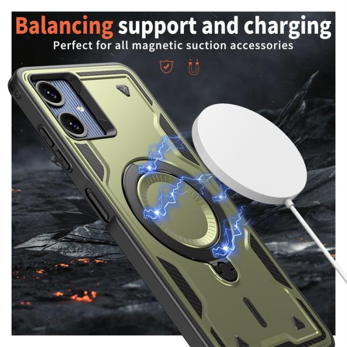 N/A - Samsung Galaxy A06 4G Skal Plast Militärskydd Kickstand - Olivgrön