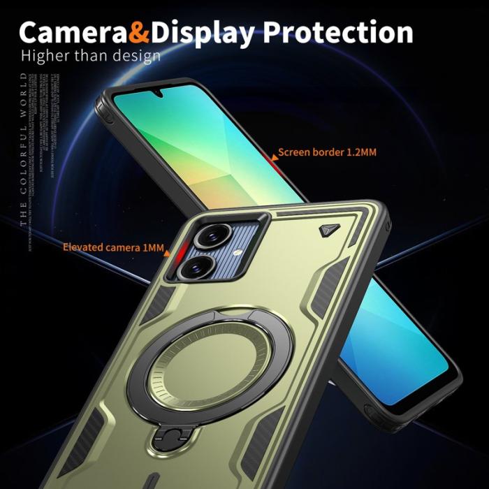 N/A - Samsung Galaxy A06 4G Skal Plast Militärskydd Kickstand - Olivgrön