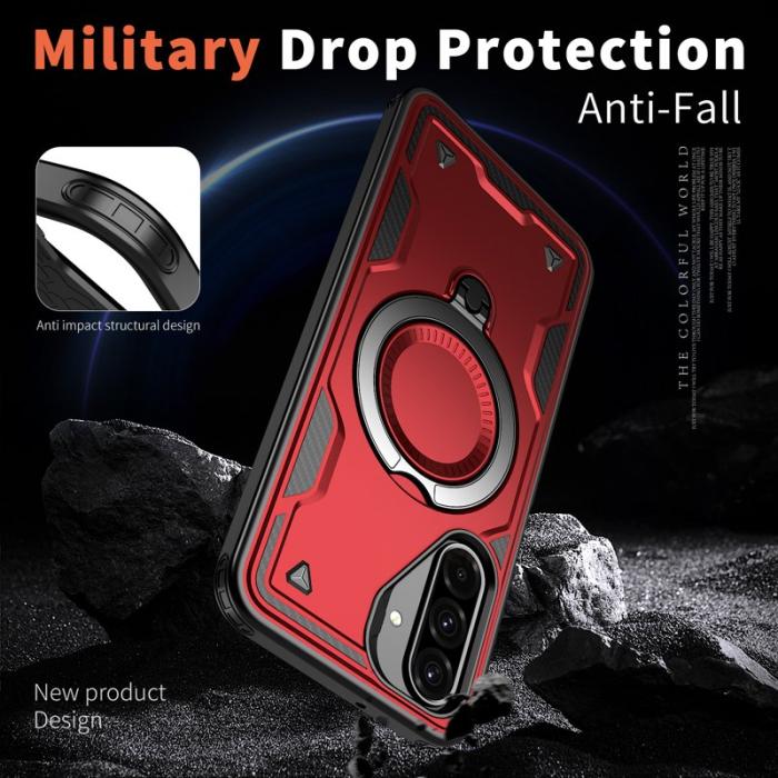 N/A - Samsung Galaxy A26 5G Skal Plast Militärskydd Kickstand - Röd