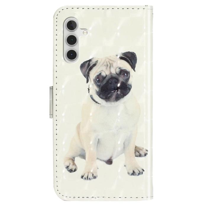 OEM - Samsung Galaxy A35 5G Fodral 3D Mönstertryck Äkta Läder - Hund
