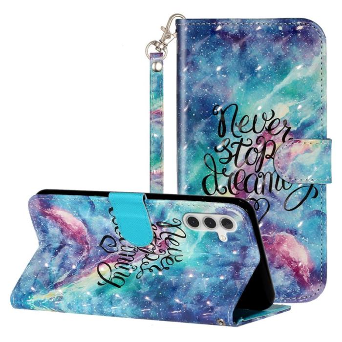 OEM - Samsung Galaxy A35 5G Fodral 3D Mönstertryck Äkta Läder - Stjärnhimmel