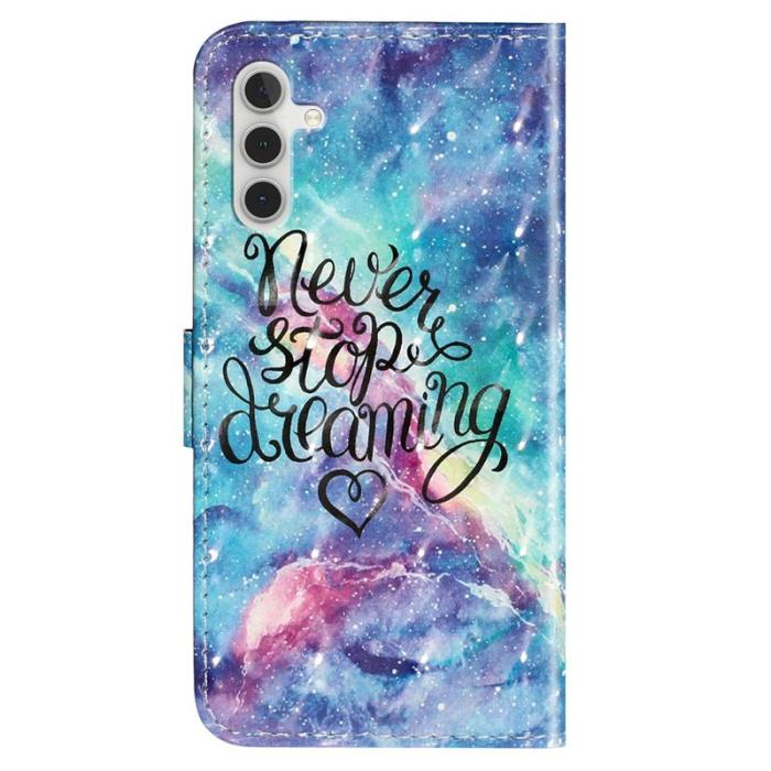 OEM - Samsung Galaxy A35 5G Fodral 3D Mönstertryck Äkta Läder - Stjärnhimmel