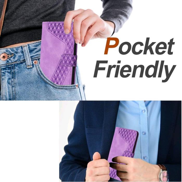 OEM - Samsung Galaxy A35 5G Fodral Äkta Läder 7-formad Mönster - Lila