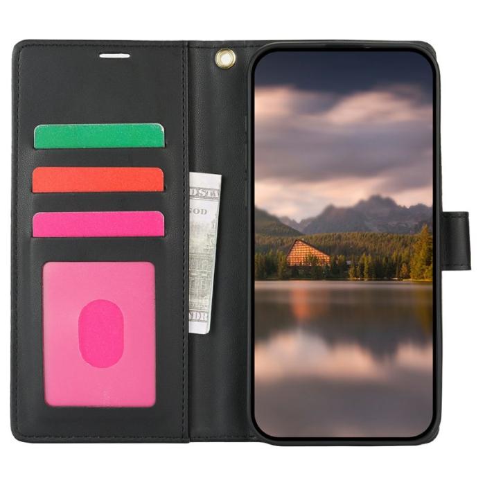 OEM - Samsung Galaxy A35 5G Fodral Äkta Läder Blommönster - Svart