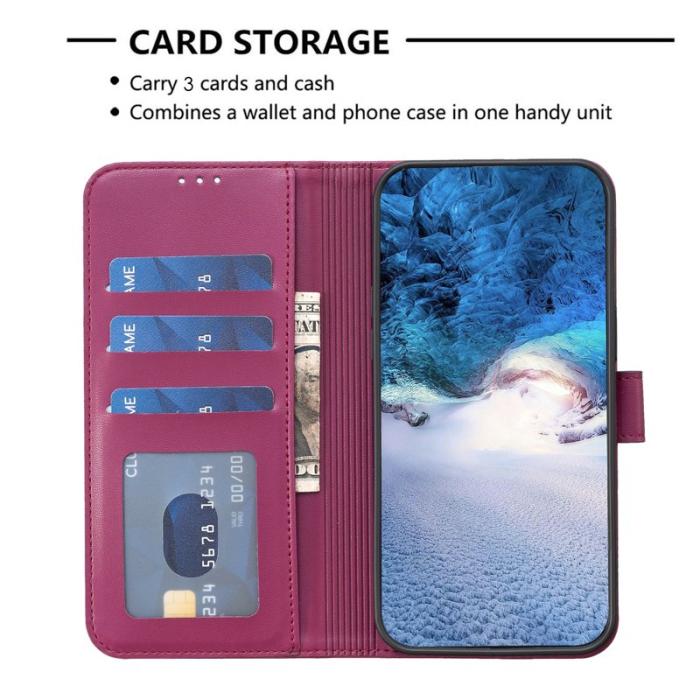 OEM - Samsung Galaxy A35 5G Fodral Äkta Läder Clover Prägling - Rosa