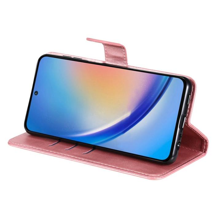 OEM - Samsung Galaxy A35 5G Fodral Äkta Läder Dragkedja - Rosa