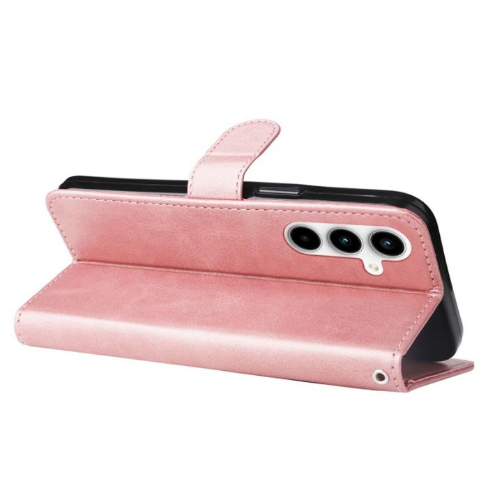 OEM - Samsung Galaxy A35 5G Fodral Äkta Läder Dragkedja - Rosa