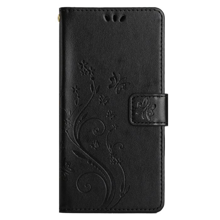 OEM - Samsung Galaxy A35 5G Fodral Äkta Läder Fjärilsdesign - Svart