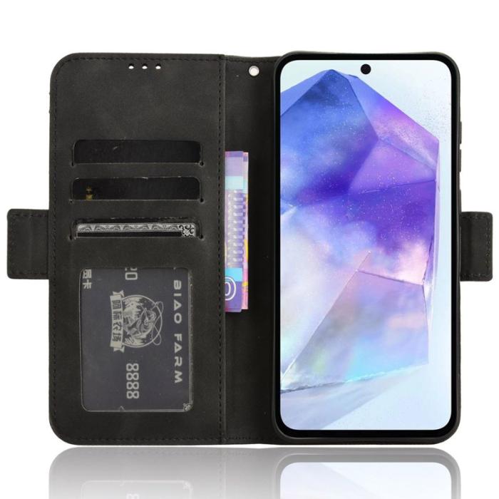 OEM - Samsung Galaxy A35 5G Fodral Äkta Läder Flip Skydd - Svart