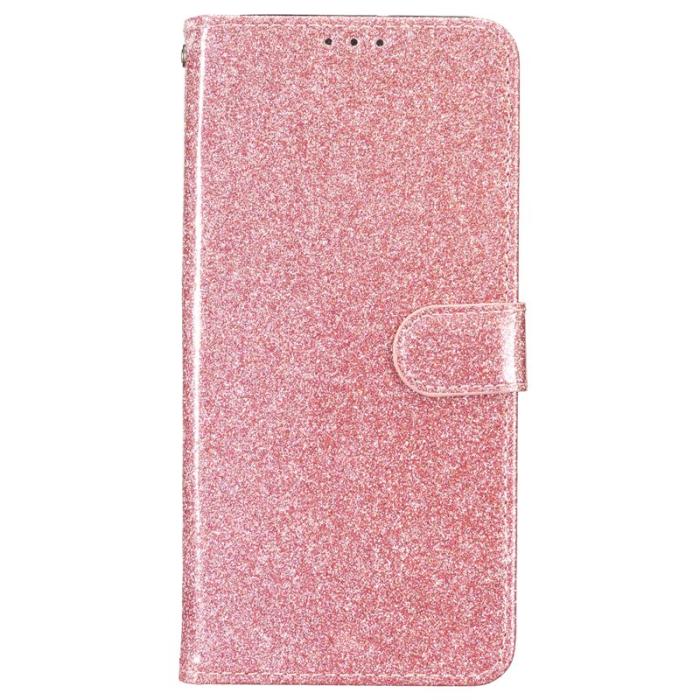 OEM - Samsung Galaxy A35 5G Fodral Äkta Läder Glitter Kortfickor - Roséguld