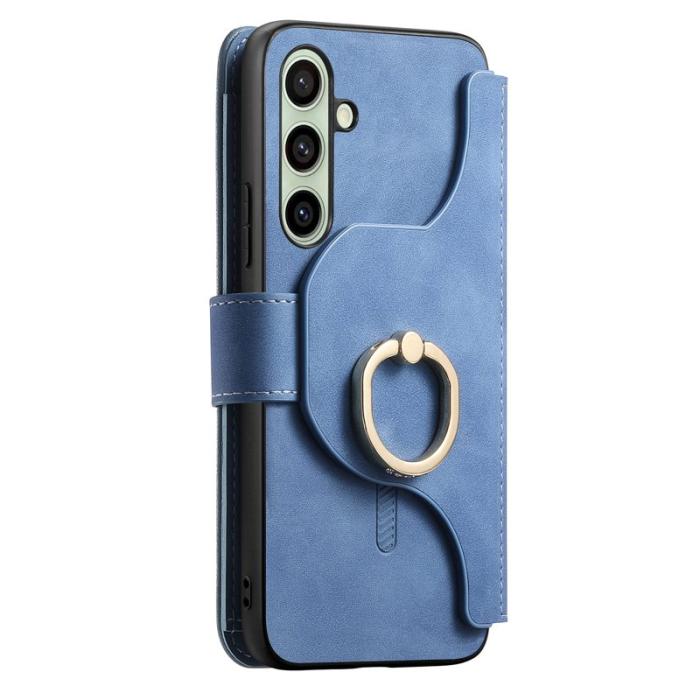 OEM - Samsung Galaxy A35 5G Fodral Äkta Läder Magnetisk - Blå