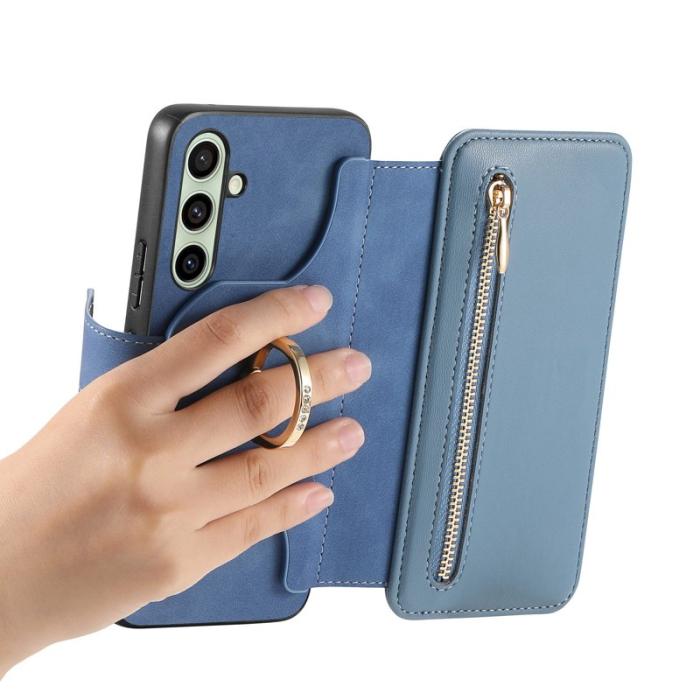 OEM - Samsung Galaxy A35 5G Fodral Äkta Läder Magnetisk - Blå