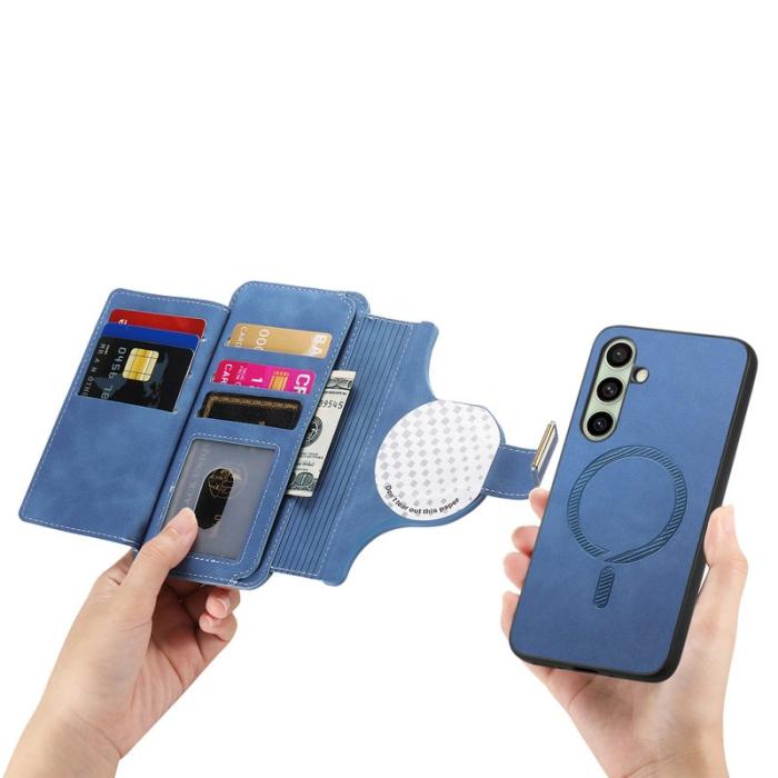 OEM - Samsung Galaxy A35 5G Fodral Äkta Läder Magnetisk - Blå