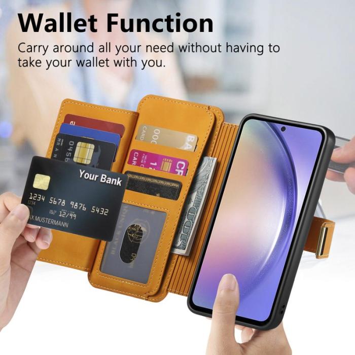 OEM - Samsung Galaxy A35 5G Fodral Äkta Läder Magnetisk - Gul