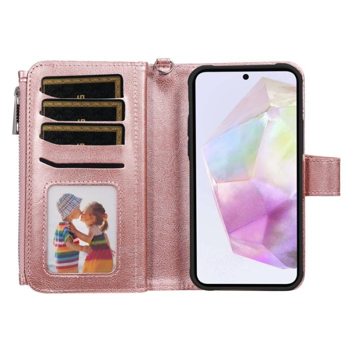OEM - Samsung Galaxy A35 5G Fodral Äkta Läder Magnetiskt - Roséguld
