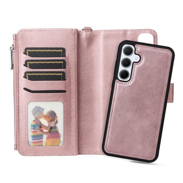 OEM - Samsung Galaxy A35 5G Fodral Äkta Läder Magnetiskt - Roséguld