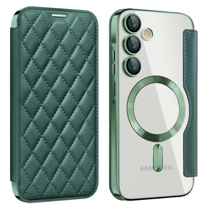 OEM - Samsung Galaxy A35 5G Fodral Äkta Läder Magnetiskt - Svartgrön