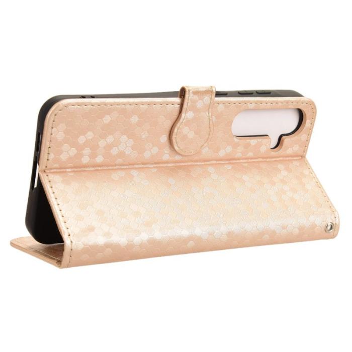 OEM - Samsung Galaxy A35 5G Fodral Äkta Läder Magnetlås - Roséguld