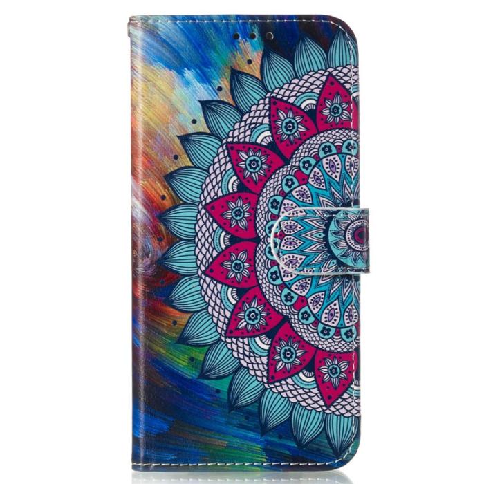 OEM - Samsung Galaxy A35 5G Fodral Äkta Läder Mandala Blomma - Flerfärgad