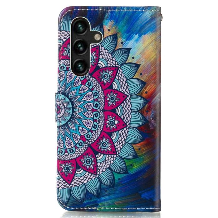 OEM - Samsung Galaxy A35 5G Fodral Äkta Läder Mandala Blomma - Flerfärgad