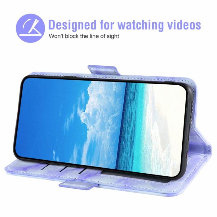 OEM - Samsung Galaxy A35 5G Fodral Äkta Läder Marmor - Lila