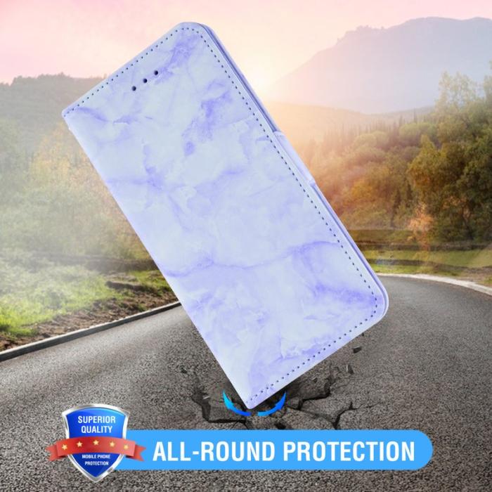 OEM - Samsung Galaxy A35 5G Fodral Äkta Läder Marmor - Lila