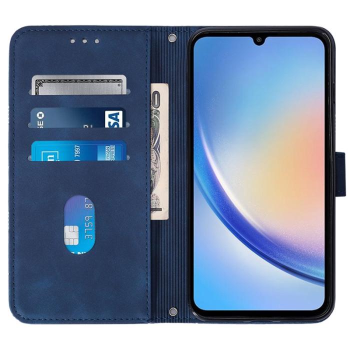 OEM - Samsung Galaxy A35 5G Fodral Äkta Läder Med Axelrem - Safir