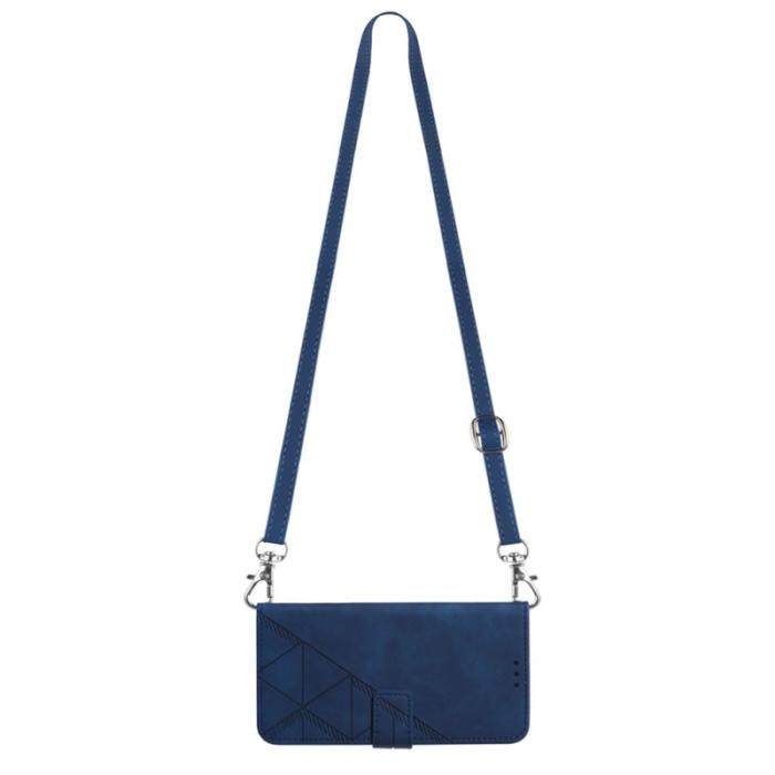 OEM - Samsung Galaxy A35 5G Fodral Äkta Läder Med Axelrem - Safir