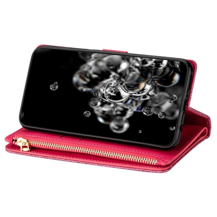 OEM - Samsung Galaxy A35 5G Fodral Äkta Läder Med Dragkedja - Rosa