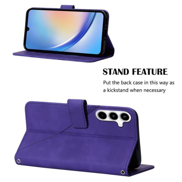 OEM - Samsung Galaxy A35 5G Fodral Äkta Läder Med Handrem - Lila