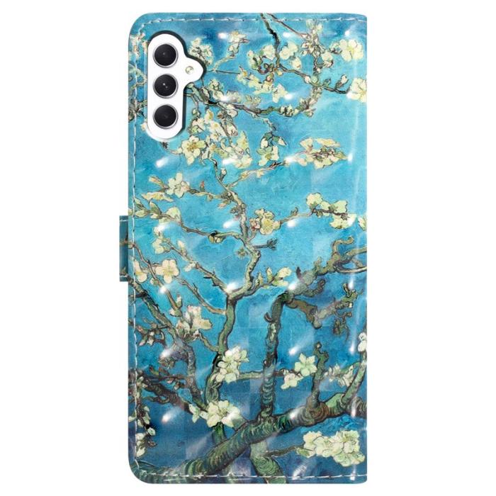 OEM - Samsung Galaxy A35 5G Fodral Äkta Läder Med Kortfack - Aprikosblomma