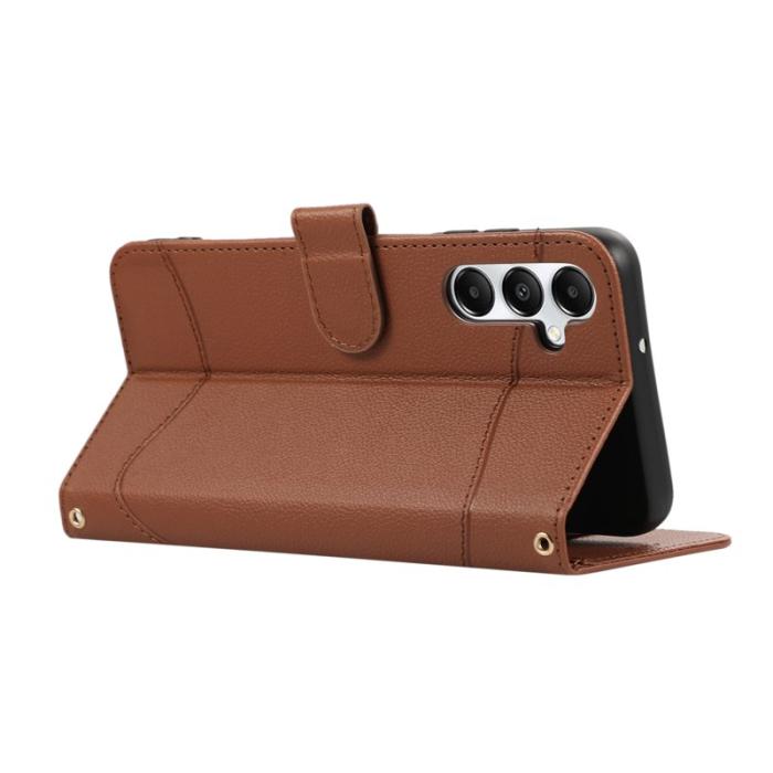 OEM - Samsung Galaxy A35 5G Fodral Äkta Läder Med Kortfack - Brun