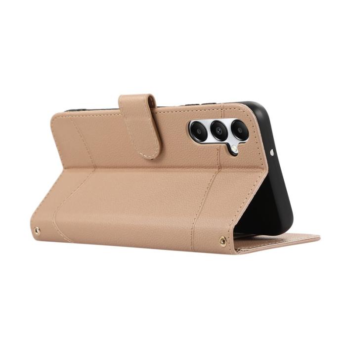 OEM - Samsung Galaxy A35 5G Fodral Äkta Läder Med Kortfack - Khaki