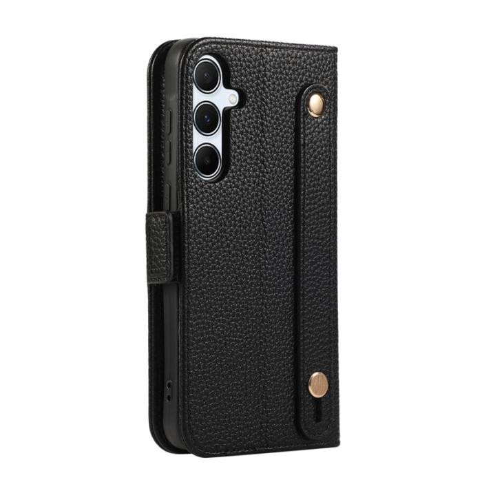 OEM - Samsung Galaxy A35 5G Fodral Äkta Läder Med Kortfack - Svart