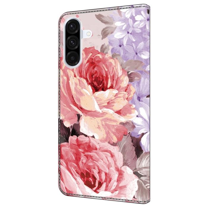 OEM - Samsung Galaxy A35 5G Fodral Äkta Läder Mönstertryck - Olja Målning Ros