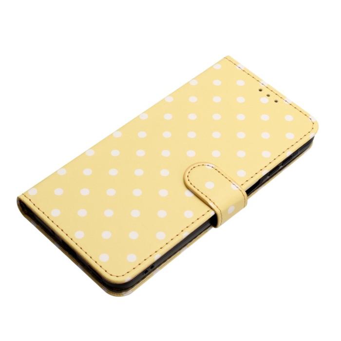 OEM - Samsung Galaxy A35 5G Fodral Äkta Läder Polka Dot - Gul