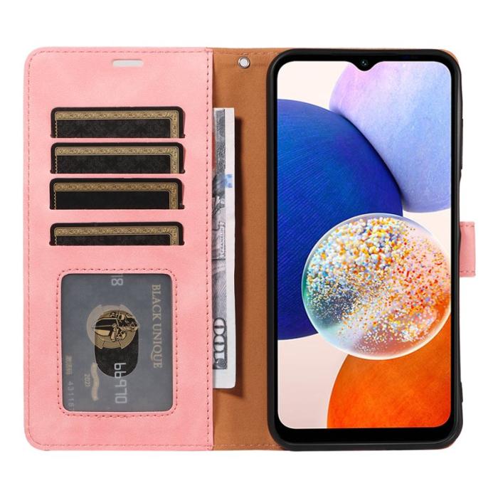 OEM - Samsung Galaxy A35 5G Fodral Äkta Läder RFID Skydd - Rosa