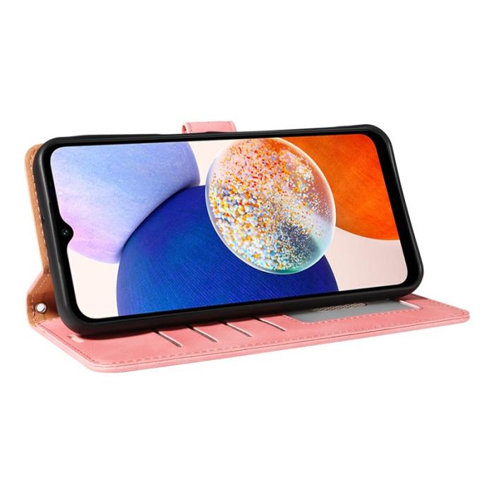 OEM - Samsung Galaxy A35 5G Fodral Äkta Läder RFID Skydd - Rosa