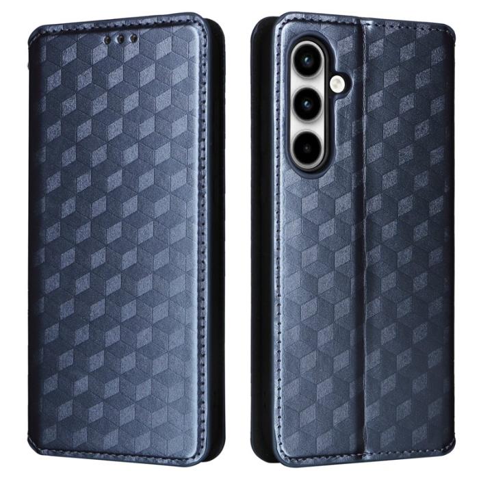 OEM - Samsung Galaxy A35 5G Fodral Äkta Läder Rhombus - Blå