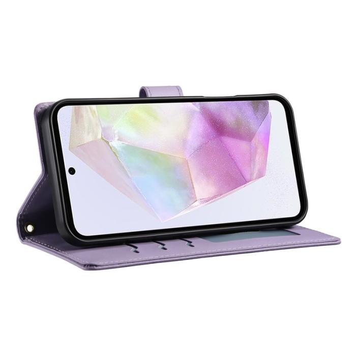 OEM - Samsung Galaxy A35 5G Fodral Äkta Läder Rhombus - Lila