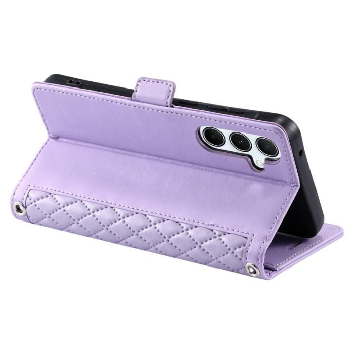 OEM - Samsung Galaxy A35 5G Fodral Äkta Läder Rhombus Textur - Lila